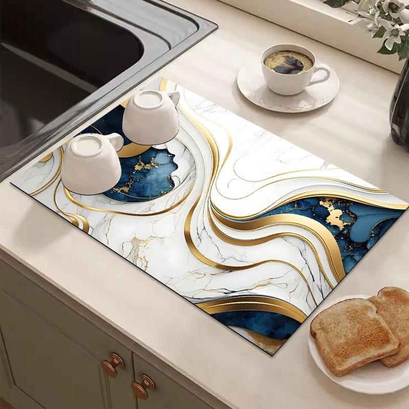 Kitchen Draining Mat Super Absorbent Tableware Pad Coffee Dish Drying Mat Sink Washstand Placemat Bathroom Kitchen Non-Slip Pad