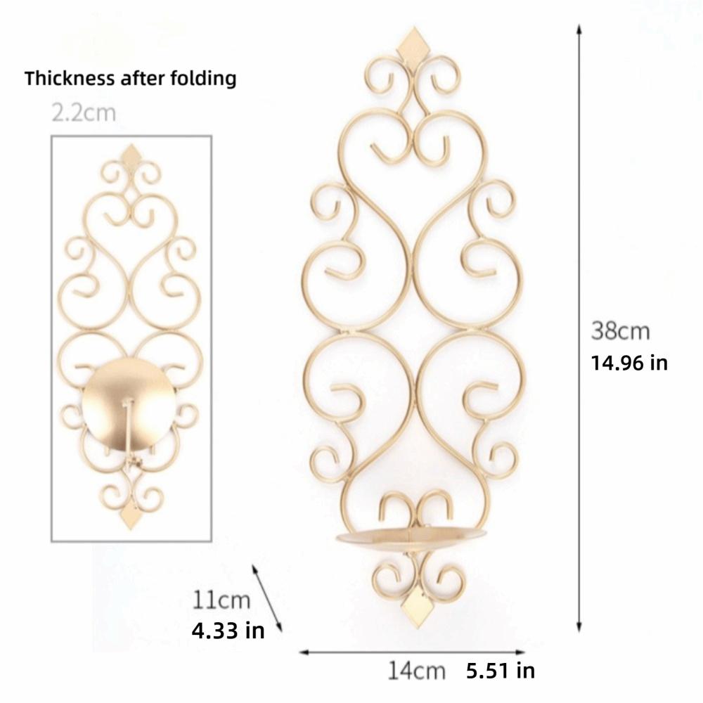 14.96x5.51x4.33 in Gold Tone Candlestick Golden Wall Candle Decor Living Room
