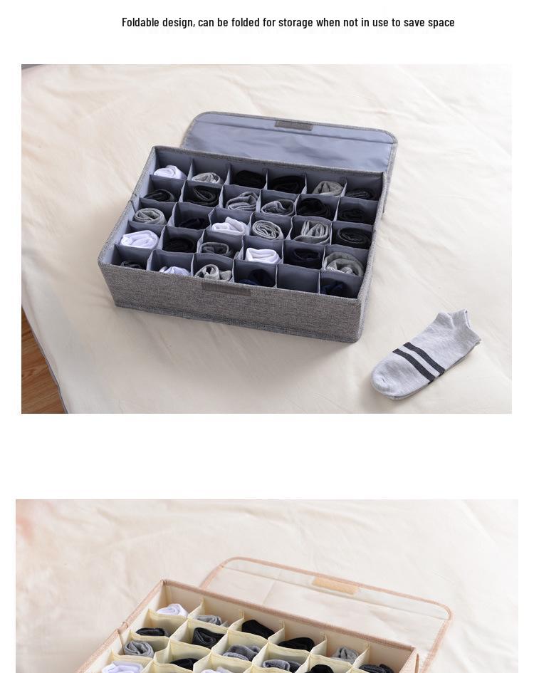 Foldable Fabric Storage Box - Dustproof Multi-Compartment Organizer for Underwear, Socks, Lingerie
