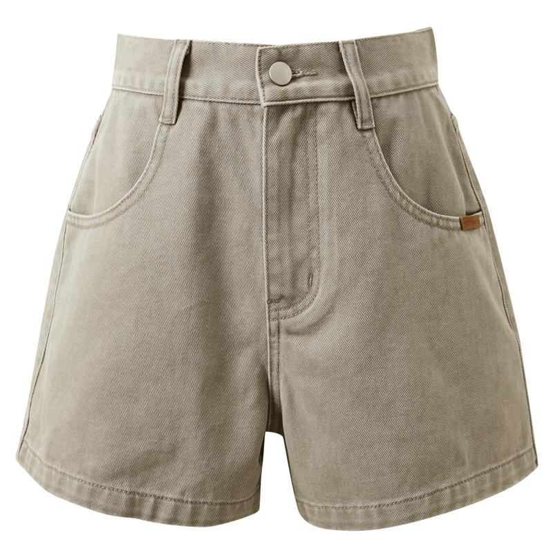 Sancai Women s High-Waist 100% Cotton Denim Shorts M