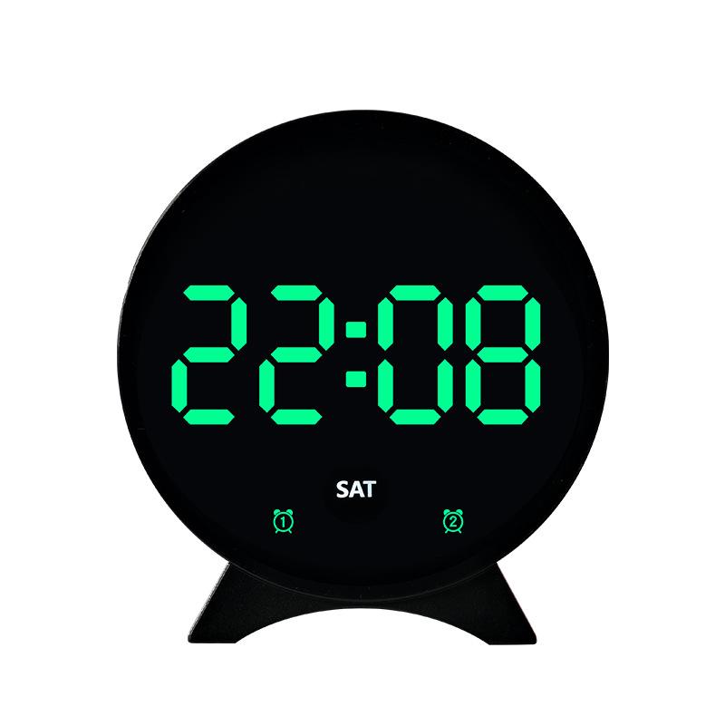 LED Digitaler Wecker Woche Datum Temperaturanzeige Helligkeit Einstellbar 2 Alarme Nachtmodus Tisch 12/24H Elektronische Uhr