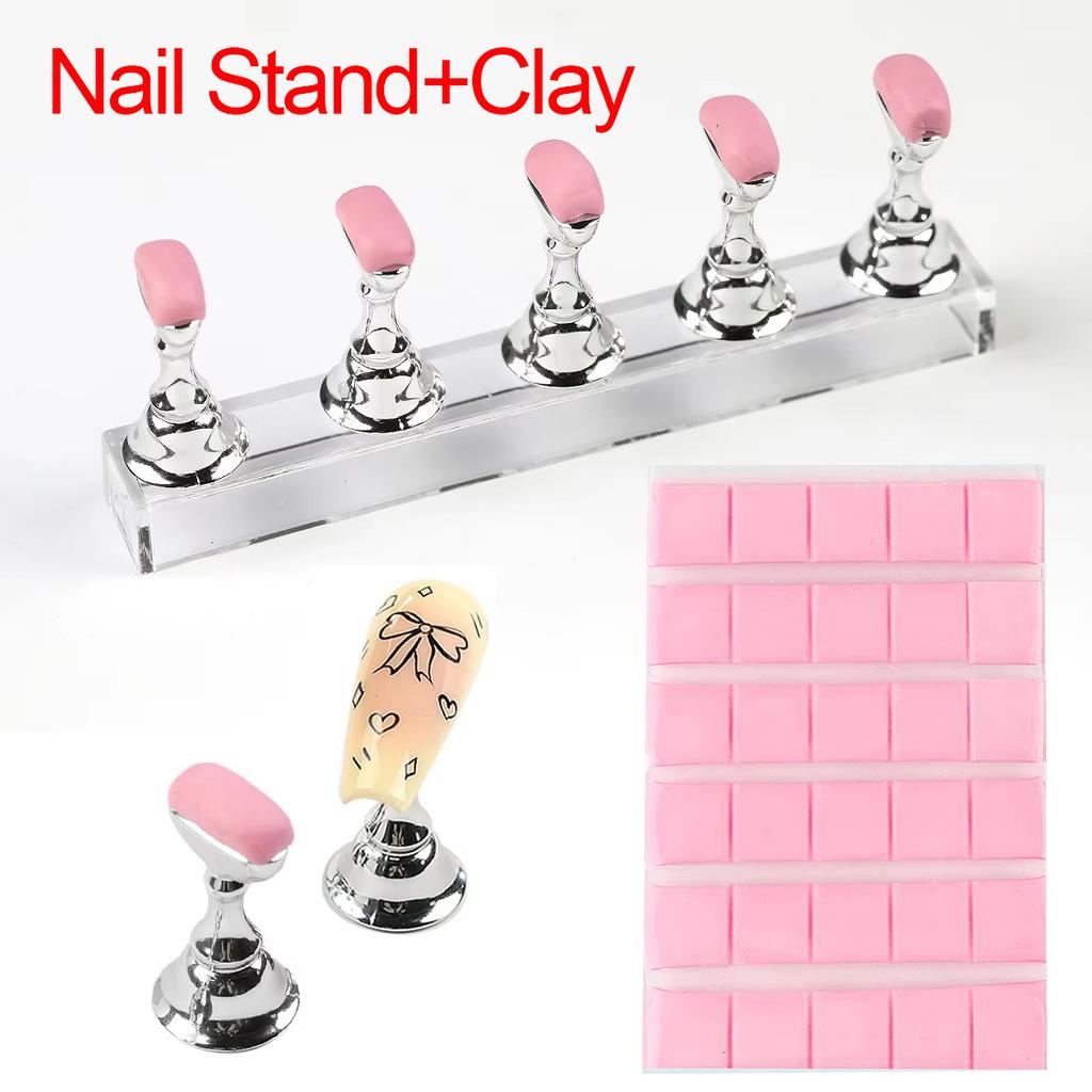 5/30pcs/Set Magnetic Nail Holder False Nail Tip Practice Stand Crystal Base Holder Nail Art Display For Art Salon DIY & Practice