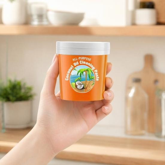 All-Purpose Coconut Oil Cleaning Paste, Heavy Oil Stain Remover, Detergent for Polishing Stainless Steel Copper Surfaces