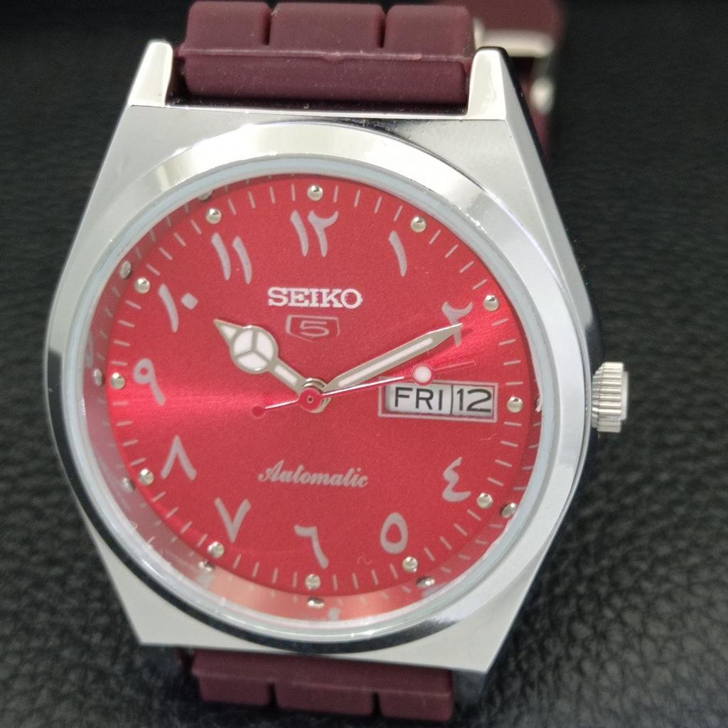 VINTAGE REFURBISHED SEIKO 5 AUTOMATIC 6309A JAPAN MENS RED DIAL WATCH A441364-5