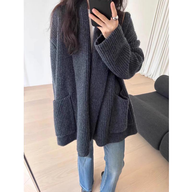 Cozy Women's Thick Knit Cardigan - Autumn/Winter Loose Slim Fit