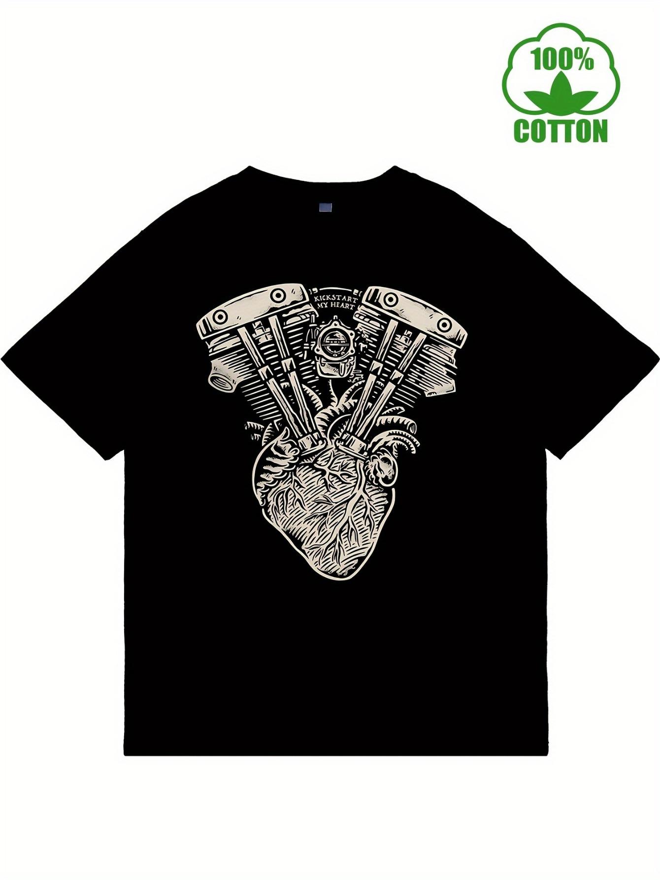 

T-Shirt y2k Motorcycle Engine & Skull M