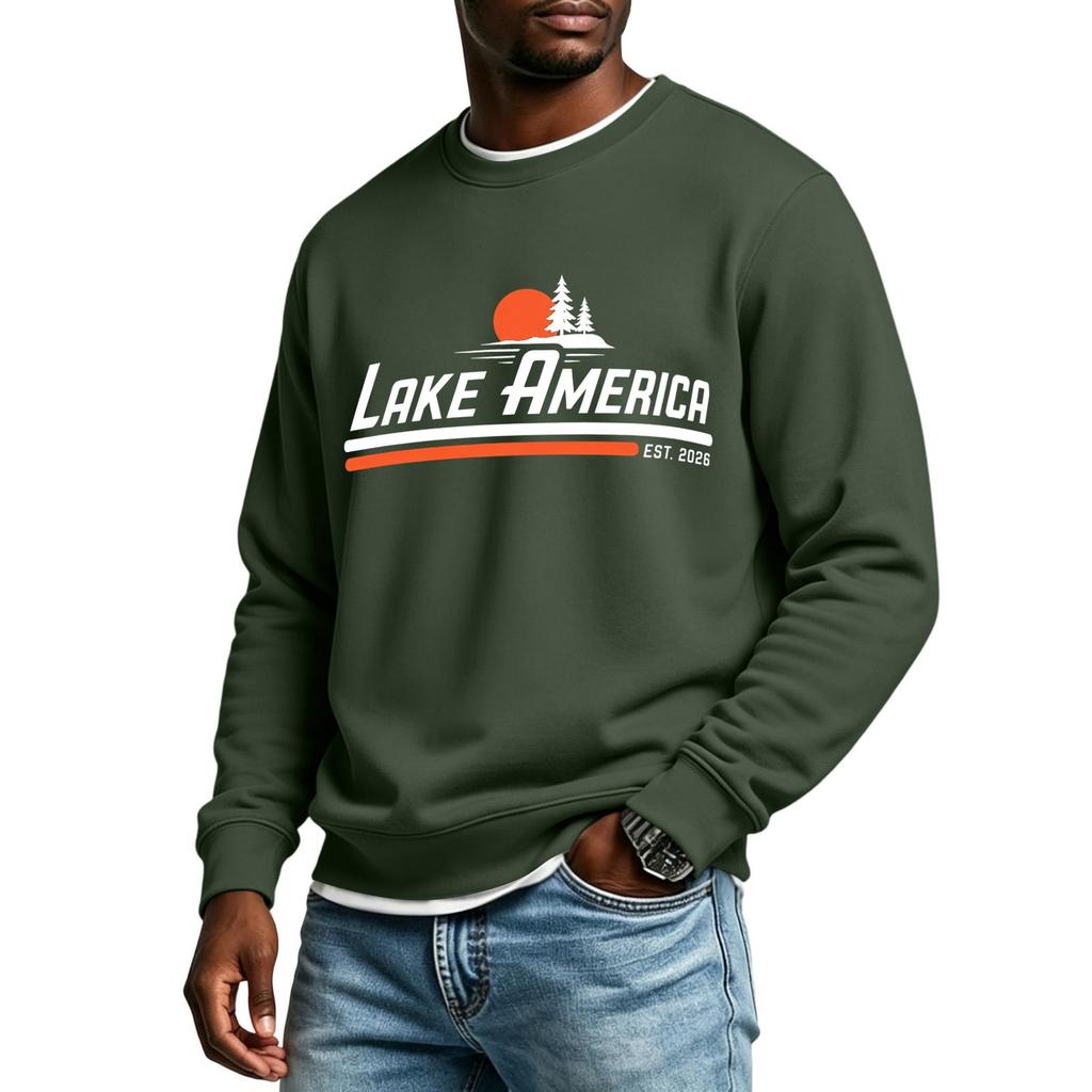 Men's Casual Loose Fit Neck Long Sleeve Shirt with Letter Graphic Print