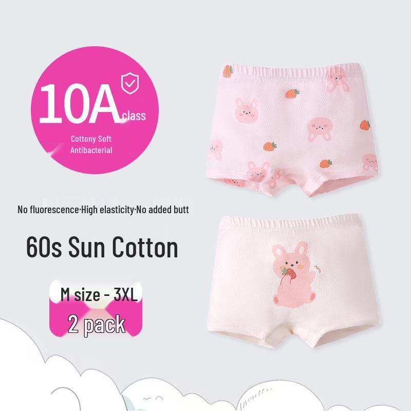 Girls' Cartoon Pattern Cotton Boxer Briefs - Thin, Antibacterial, Four Seasons Toddler & Young Child Style