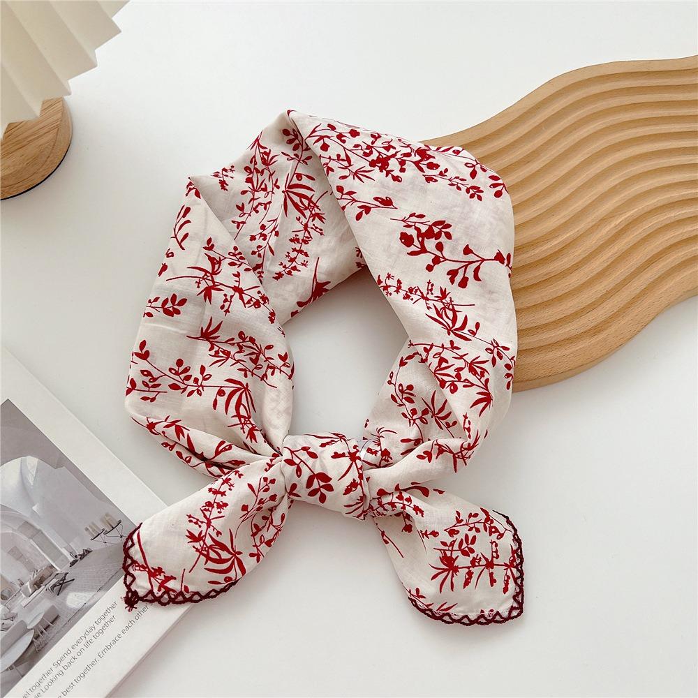 Floral Cotton Linen Print Scarves Scarf Hair Band Square Handkerchief  Scarf Accessories
