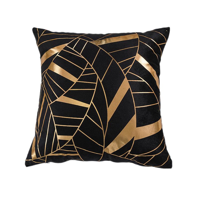 White Gold Leaves Throw Pillow Covers 18X18Gold Foil Stamping Decorative Pillow Cases Soft Velvet For Sofa Bed Home Dec