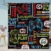 Game themed kids shower curtain-video gamepad player cool shower curtain with 12 hooks, boy bathroom decoration accessories