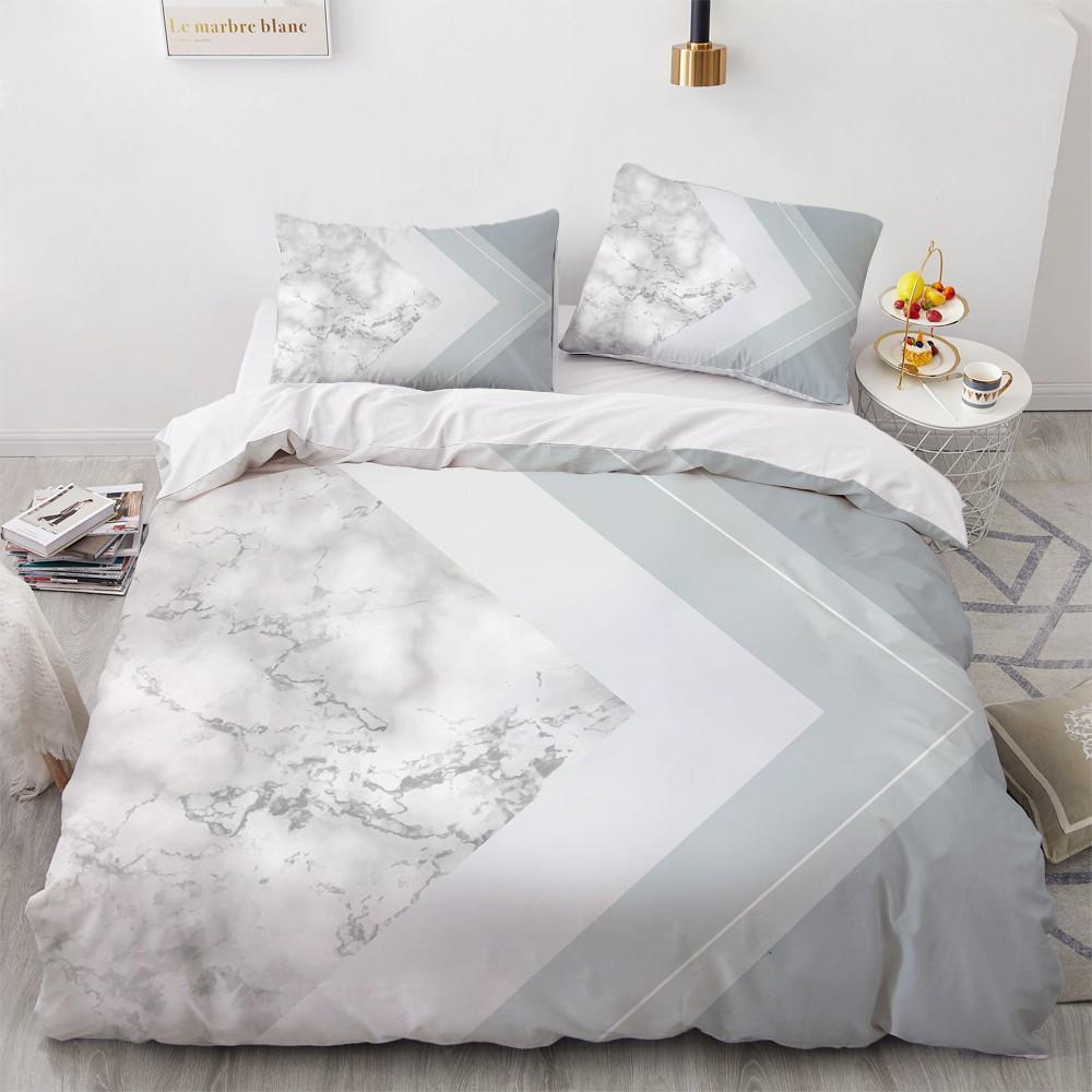 Enkla sängklädesset 3D Marmorering Påslakan Täcke Örngott King Queen Full Double Single Hemtextil