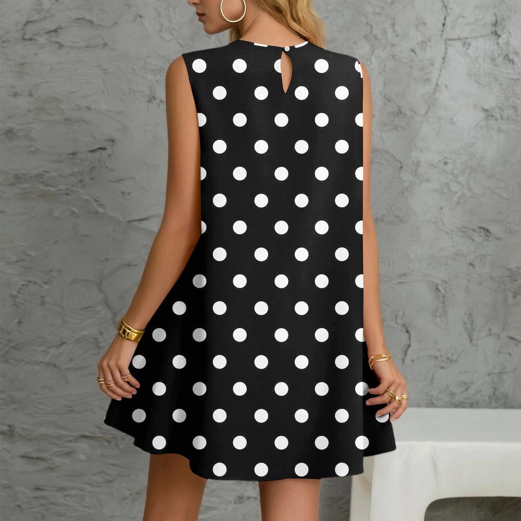 Women's Casual Fashion Breathable Round Neck Vest Floral Holiday Dress With Pockets