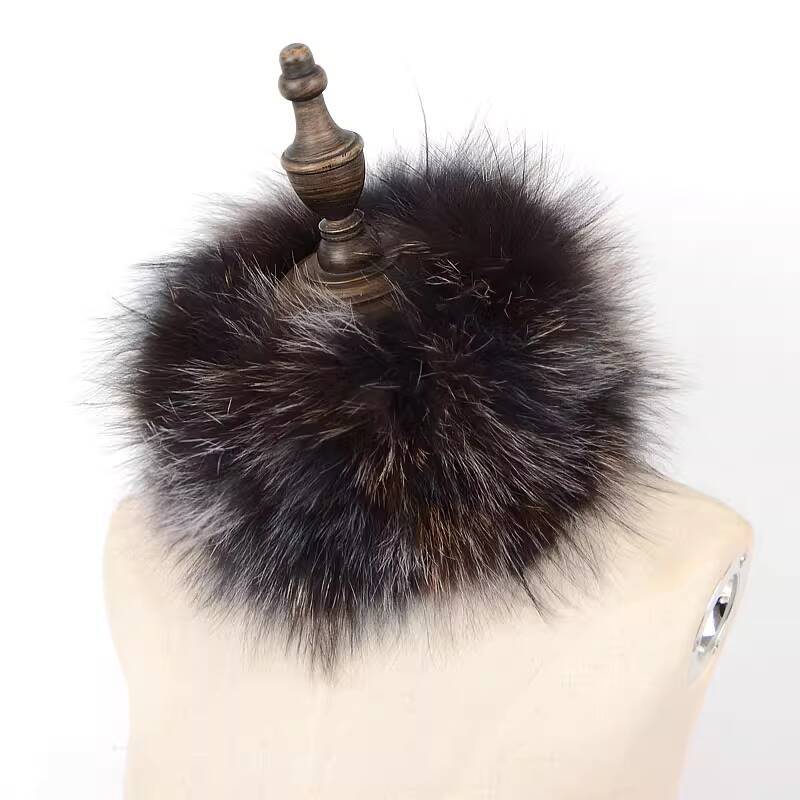 Echter Fuchsfellschal Handgestrickter Pelz-Nackenschal Winter Elastisches Stirnband Pelzschal Plüsch Warm Dicke Nackenwärmer