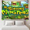 My Singing Monsters Wandteppich für Schlafzimmer Ästhetik Klassenzimmer Wandbehänge für Wohnzimmer Studentenwohnheim Büro, Ideales Kreatives Geschenk