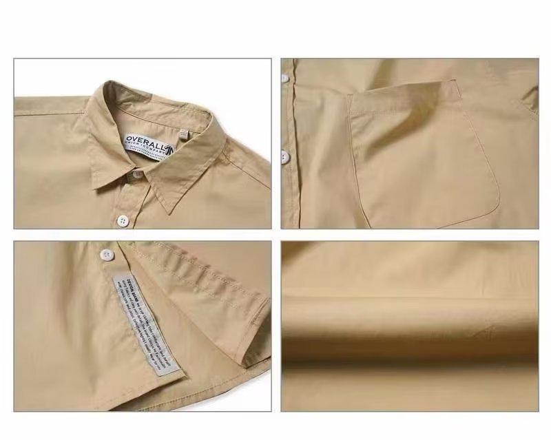 Japanese Style Solid Color Short Sleeve Shirt for Men and Women - Trendy, Loose, Casual Korean and Hong Kong Inspired Top (2025).