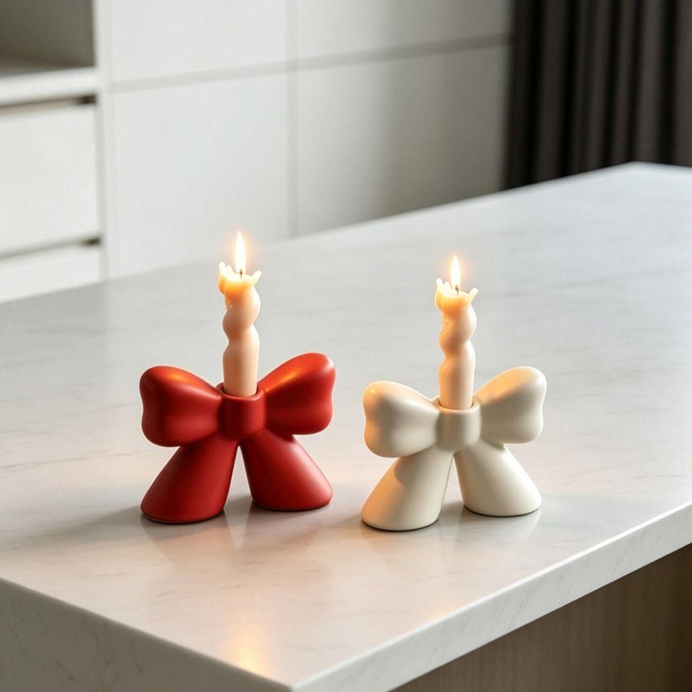 Europäischer Stil Schleifenknoten Kerzenständer Kreativer Schleifen Kerzenständer Klassischer Keramik Kerzenhalter Hochzeit