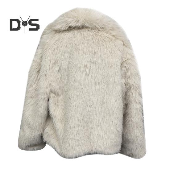 Lange cardiganjas van imitatiebont voor heren, modieus, winter, parka, outwear, overjas, Wit, XL