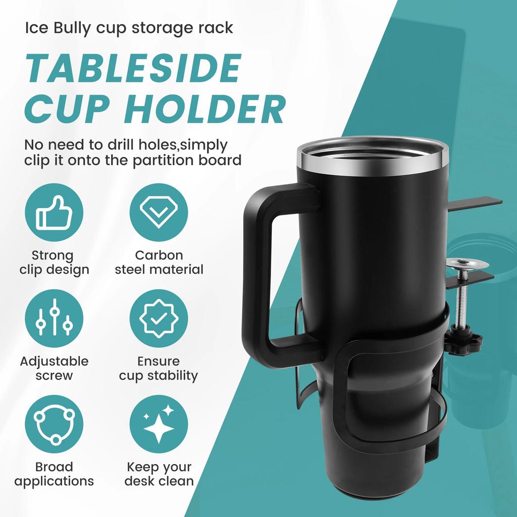 Large Desk Cup Holder Universal Adjustable Leak Proof Clip On Table Cup Holder Adjustable Coffee Mug Headphone Organizer