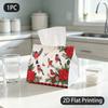 1pc Tissue Box, Festive Winter Birds And Holiday Flora Pattern, 2D Flat Printing, Made from Tough Polyester, Machine Washable, Napkin Dispenser, for B