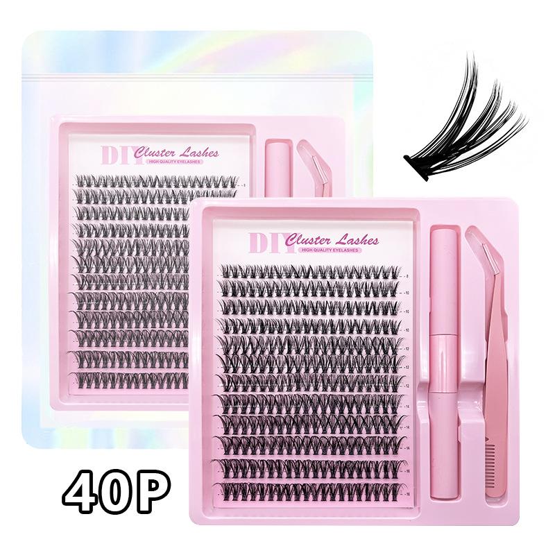 30D40D100D Segmented False Eyelashes Natural Dense Curled Single Cluster Self-Adhesive Eyelash Set