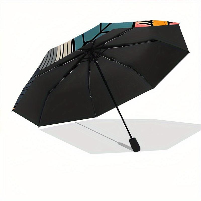 1pc Vinyl Flowers Automatic Open/close Folding Compact Umbrella, 8-Rib Sturdy Canopy, Lightweight Portable, Everyday Use, Gift, Outdoor Umbrella, Trav