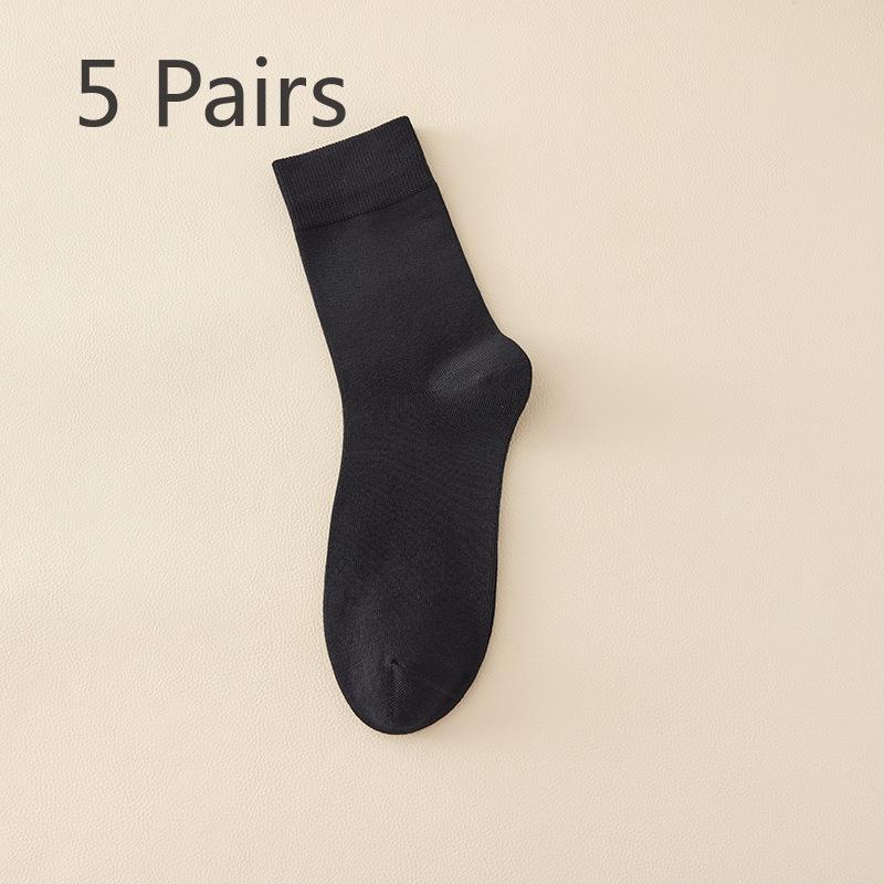 5 Pairs of Men's Autumn and Winter Pure Cotton Retro All Cotton 5A Antibacterial and Deodorizing Men's Sports Mid Top Socks