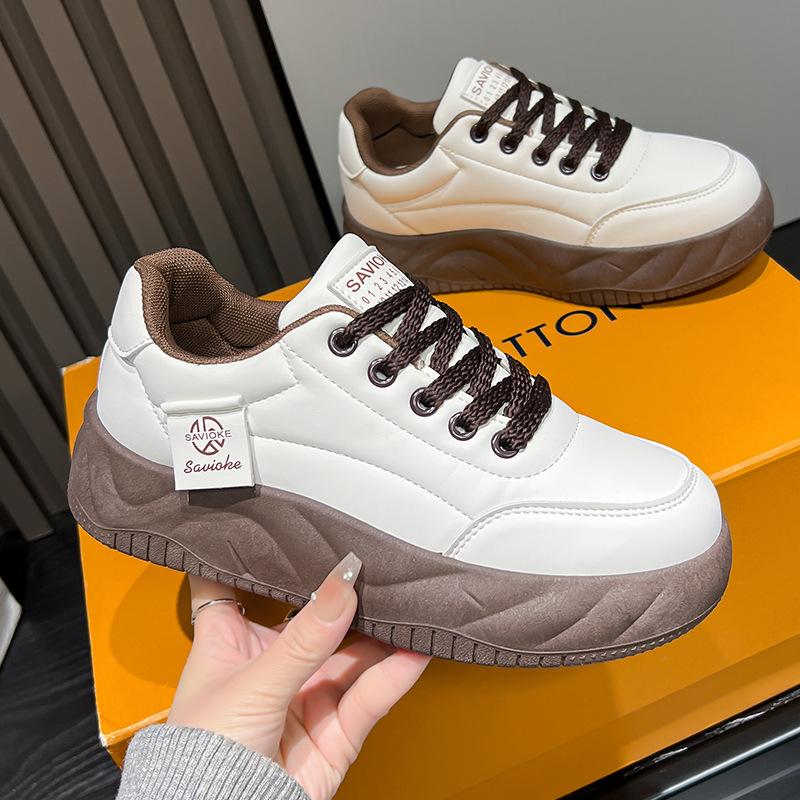 Spring and Autumn new sports and leisure ins thick-soled leather casual single shoes board shoes