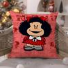 Quino Cartoon Cute Girl Mafalda-M Pillow Case Comfort Sofa Bed Silky Elegant Invisible Zipper Decorative Cushion Cover