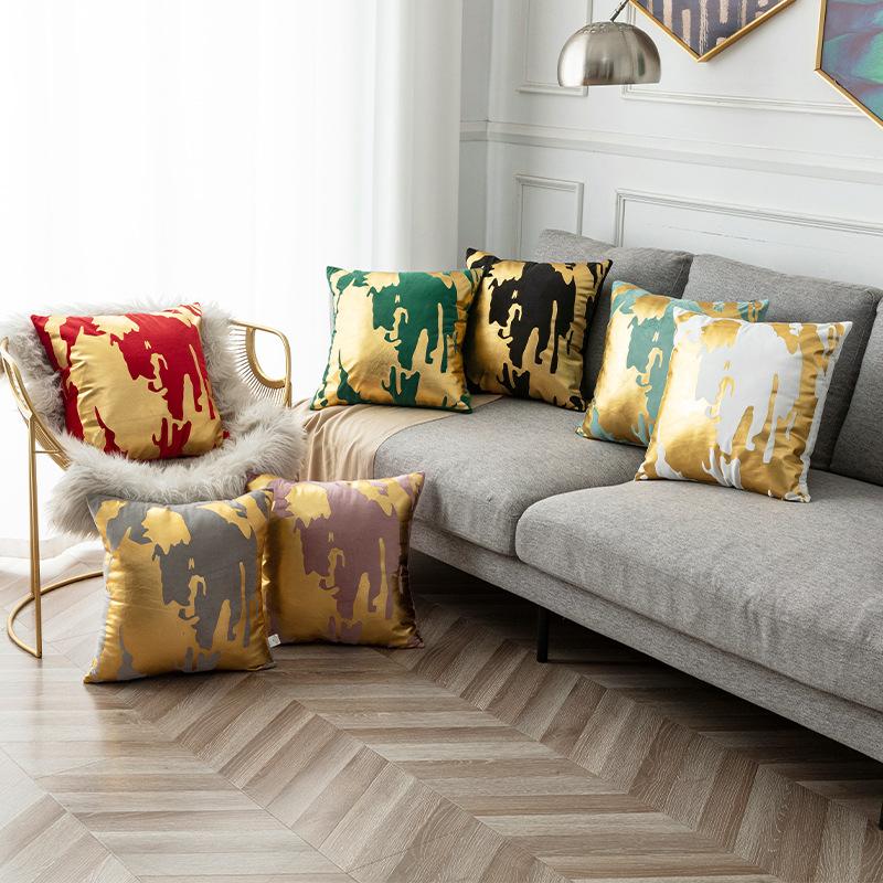 New Nordic Square Hot Stamping Pillow, Fashionable and Simple Hot Stamping Silver Home Living Room Bedroom Sofa Cushion Pillow