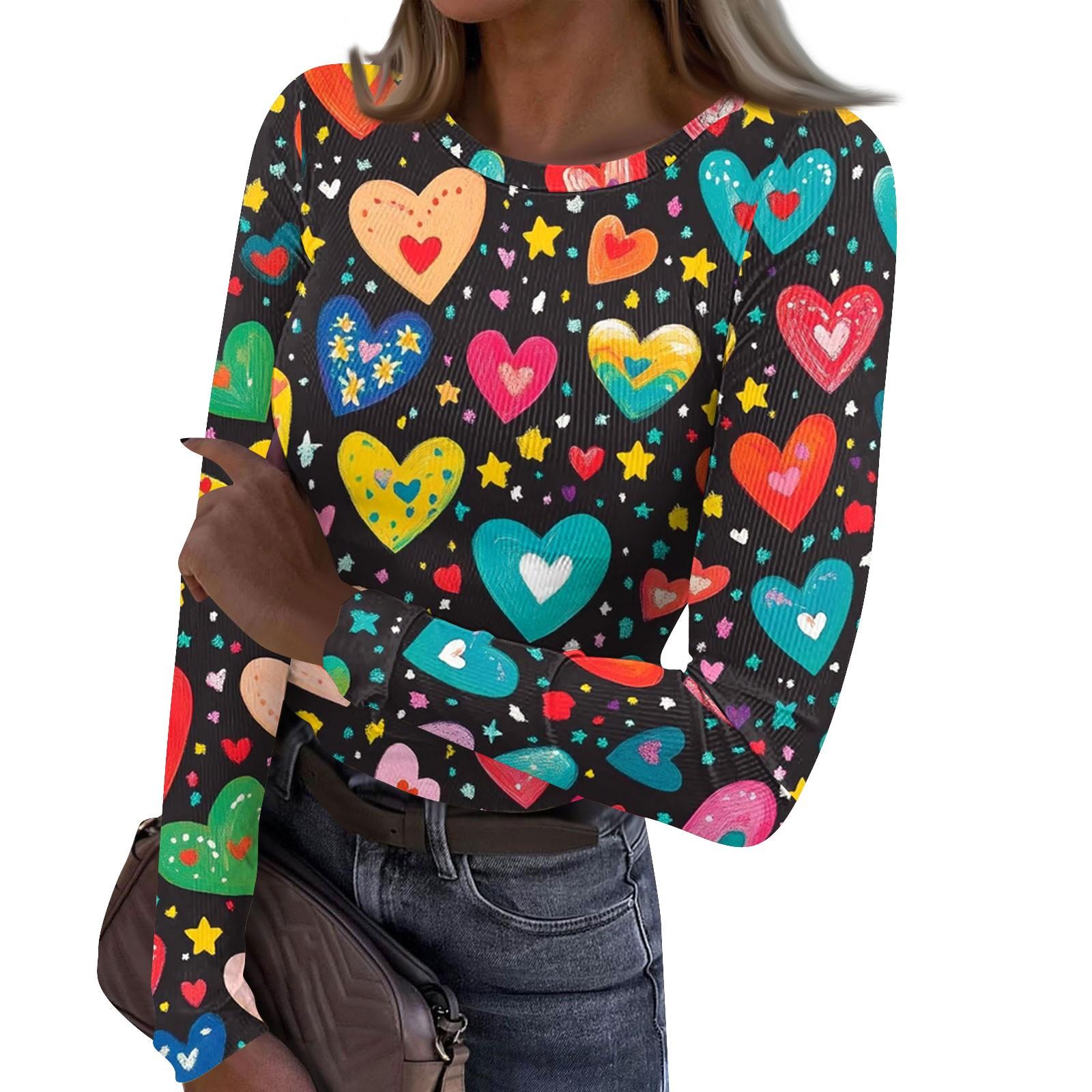 

Женская и зимняя футболка с тонким низом, модная повседневная футболка с градиентным принтом и круглым вырезом, пуловер с длинным рукавом M