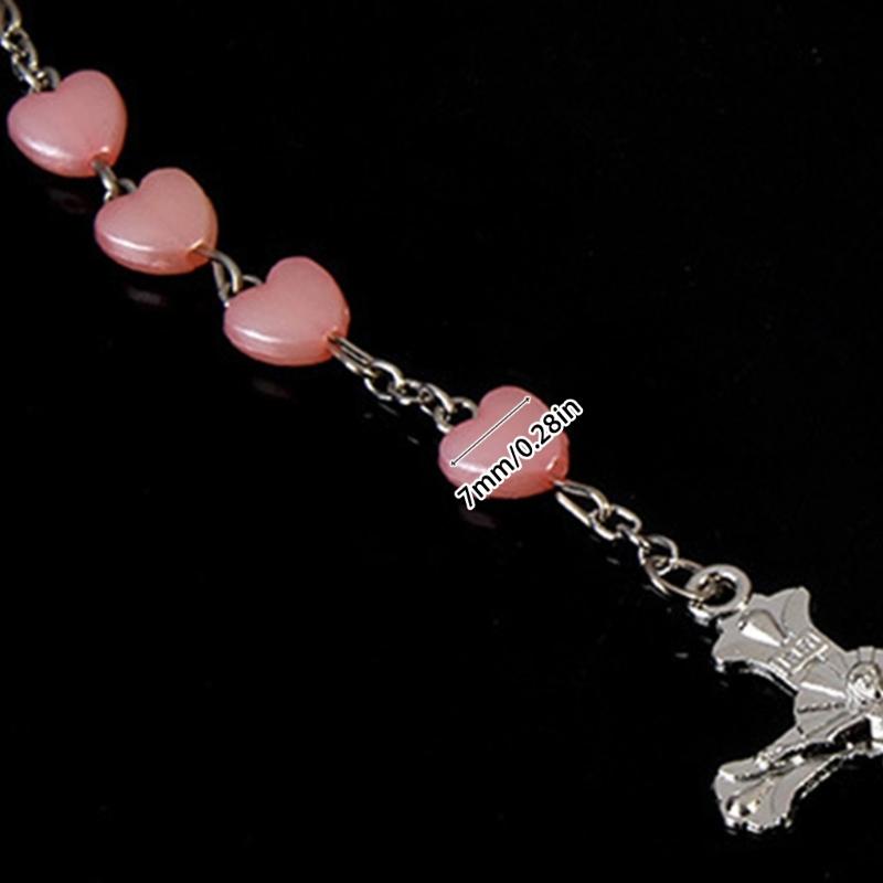 Perlen Rosenkranzperlen Rosenkranz Halskette Katholische Gebet Rosa Weiß Perle Liebesherz Christus Gebet Rosenkranz Halskette Schmuck