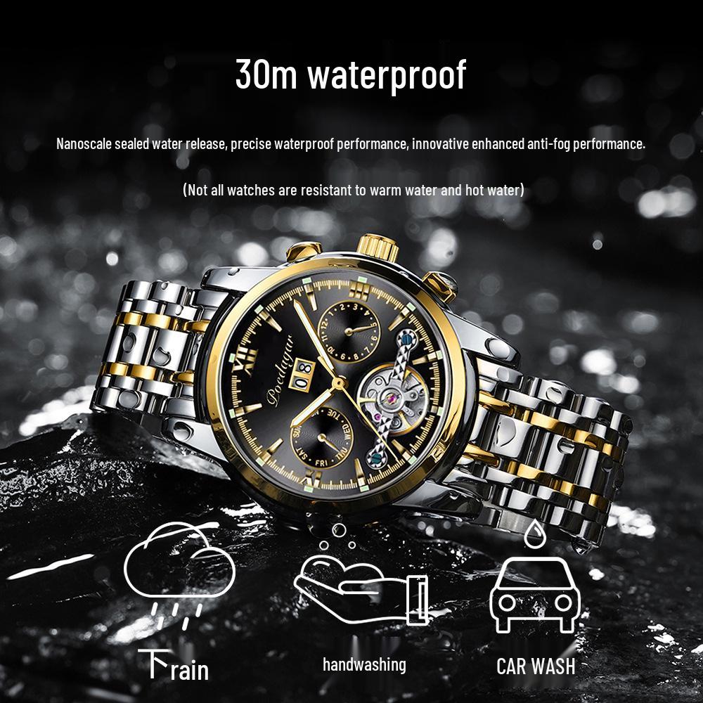 Švýcarské pánské automatické multifunkční tourbillonové hodinky