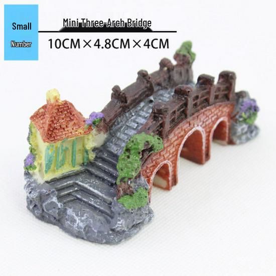 

Украшение для аквариума Мост: Смола, среда обитания для рыб и креветок, платформа для баскинга черепах, конструкция с тремя отверстиями.