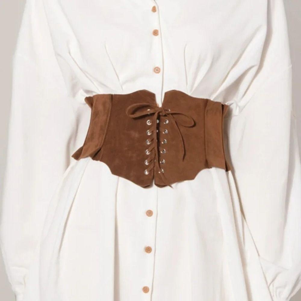 Verstellbares PU-Leder-Korsett PU-Leder Wildleder Breiter Gürtel Gothic Western Cowboy-Gürtel Mädchen