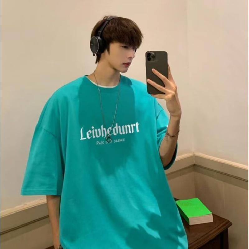 

M-5XL мужские футболки с коротким рукавом с буквенным графическим принтом, повседневная футболка для мужчин, топы с круглым вырезом в стиле ретро для 5XL