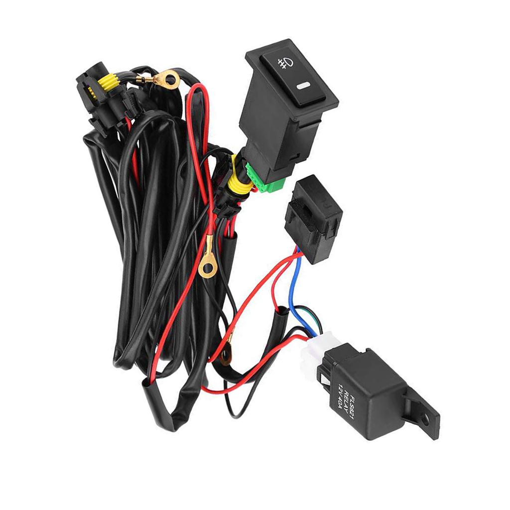 Car LED Fog Light On/Off Switch Wiring Harness Relay Kit 12V Universal Auto Replacement Fog Light Switch Harness Kit