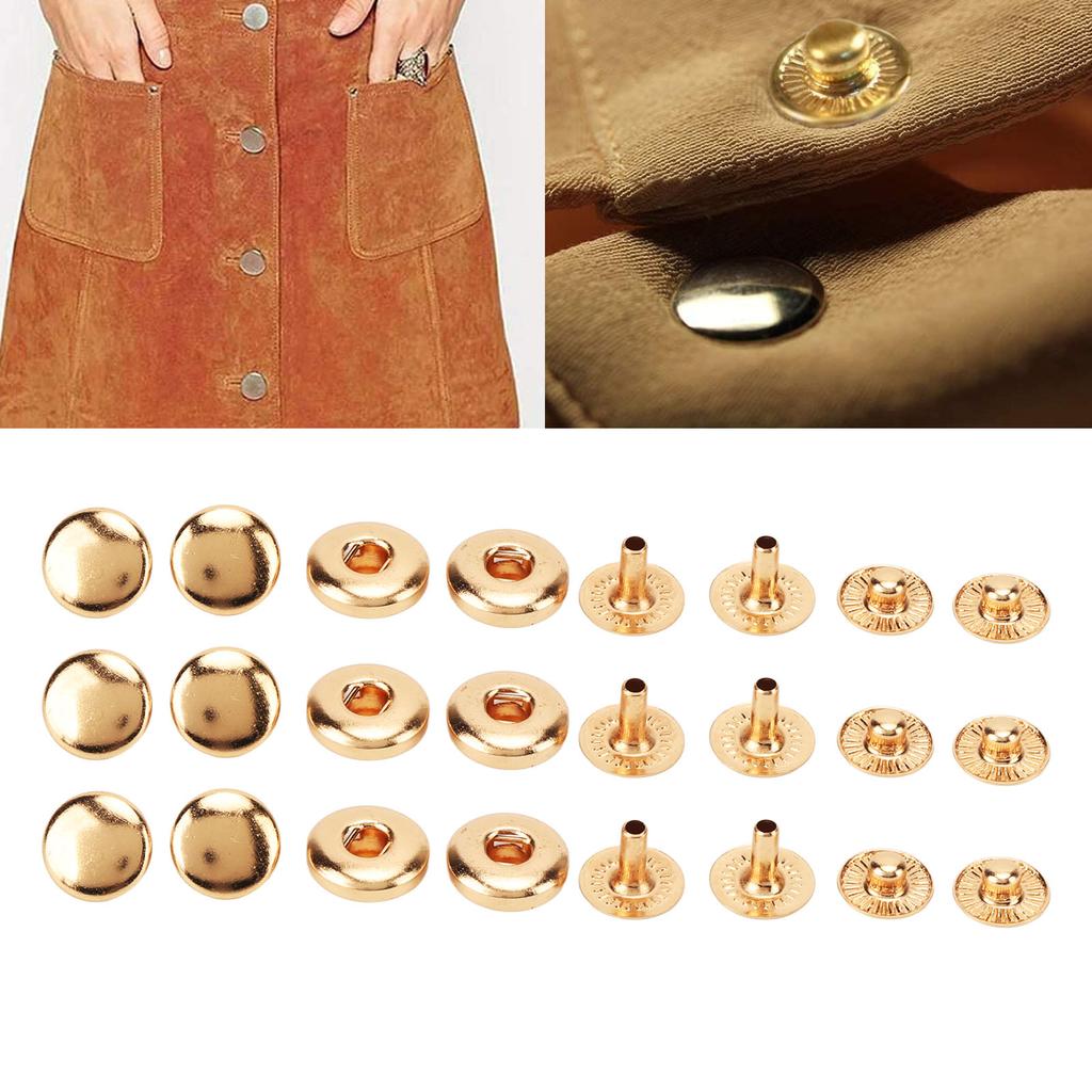 200er Set Druckknöpfe Kit 8mm Starkes Kupfer Exquisiter Glanz Weit verbreitet Leder Druckknöpfe für Kleidung Taschen Leder