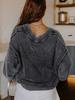 Women's Oversized V-Neck Cotton Pullover Sweater - Autumn 2025 European & American Casual Style Long Sleeve Solid Color Top