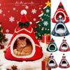 2026 Warm Autumn & Winter Pet Bed,Semi-Enclosed Warm Tent,Pyramid Shaped Cat Bed House Indoor Pet Bed,Christmas Themed Pet Nest