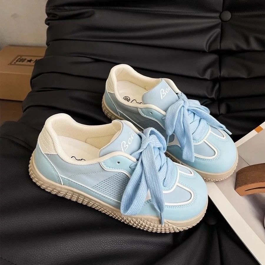 High-value pink board shoes women's tide spring and autumn niche design splicing casual ins tide