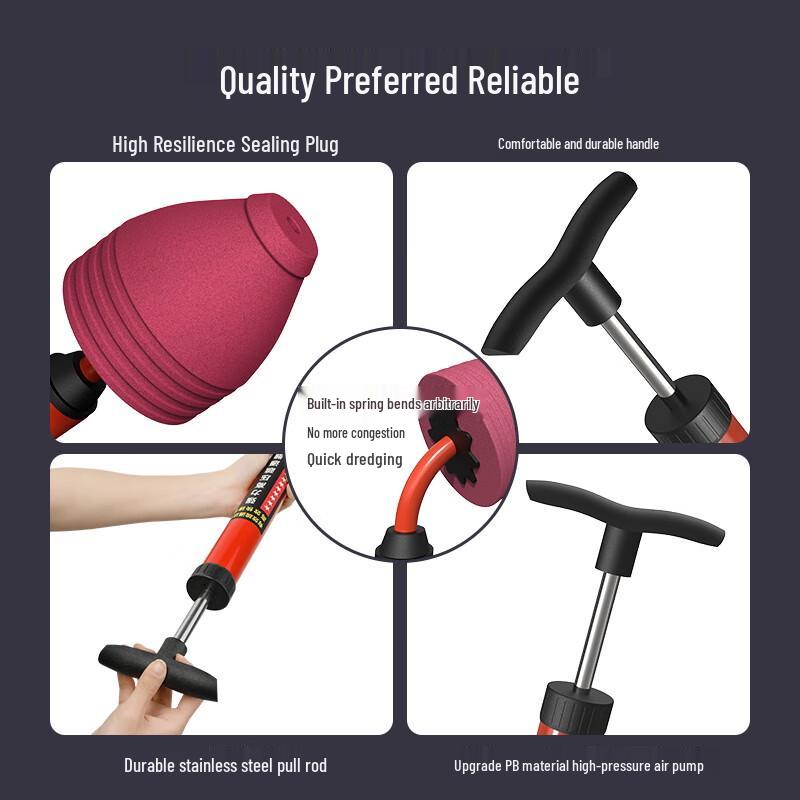Manual Toilet and Drain Plunger