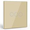 3-button 1-way Gold Touch Switch - Tempered Glass Panel LED Standby, Flush-mounted EU 86
