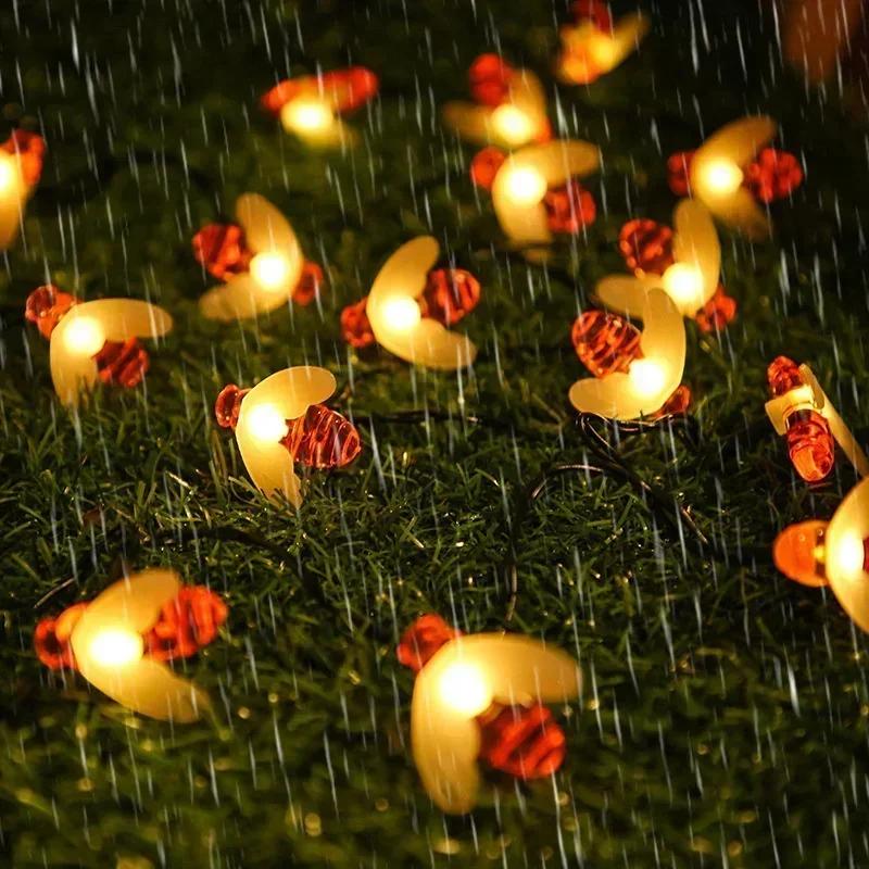 Solar 100LED Lovely Bee Shaped Night Lights Fairy String Outdoor Courtyard Garden Fence Patio Lamp Party Christmas Decorations