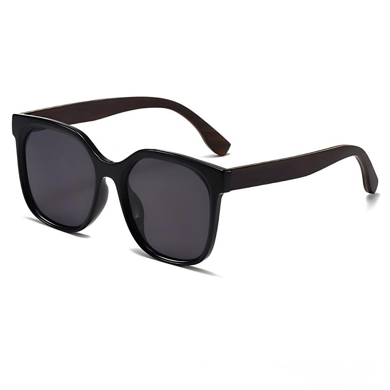 Retro Luxury Oversized Polarized 2026 Sunglasses Women Bamboo Wood Eyewear Trendy Street Shooting Fashion Sun Protection Shades black