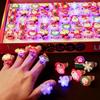 Christmas LED Glow Ring Creative Santa Claus Snowman In the Dark Finger Ring Toy Lights Christmas Party Decoration