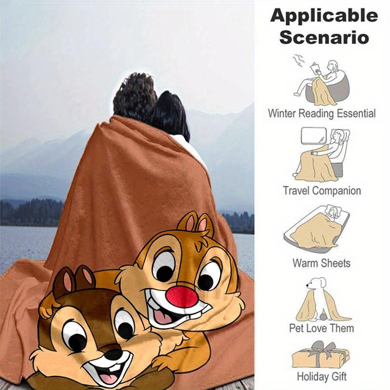 1 pezzo, Coperta 'Chip 'n' Dale' Morbida e Calda per Arredamento Casa, Copridivano, Uso Esterno, Viaggio, Campeggio, Auto, Spiaggia, Perfetta per il Sonnellino in Ufficio