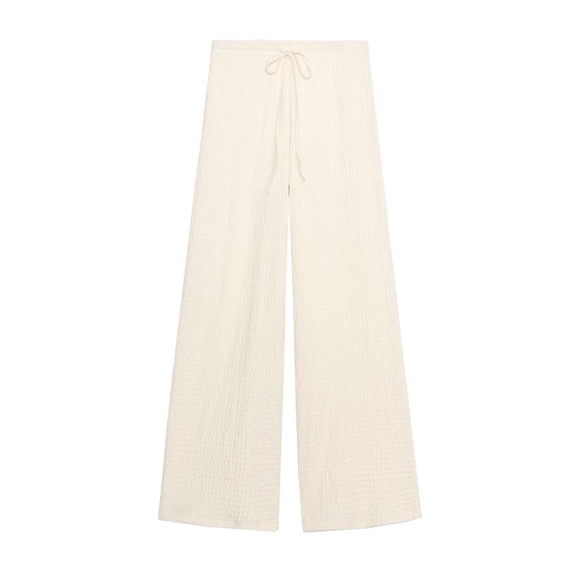 Textured Sleeveless Cardigan Vest Tops 5039277 Straight-leg Loose Comfort and Casual Pants 5039278
