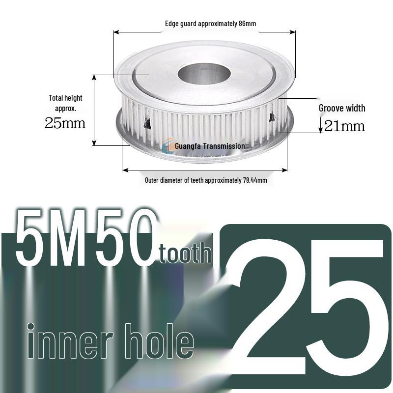 Dual-Sided Flat Timing Pulley: 5M50 Teeth, Width Options 11/16/21/27AF, Bore Size 8-30.
