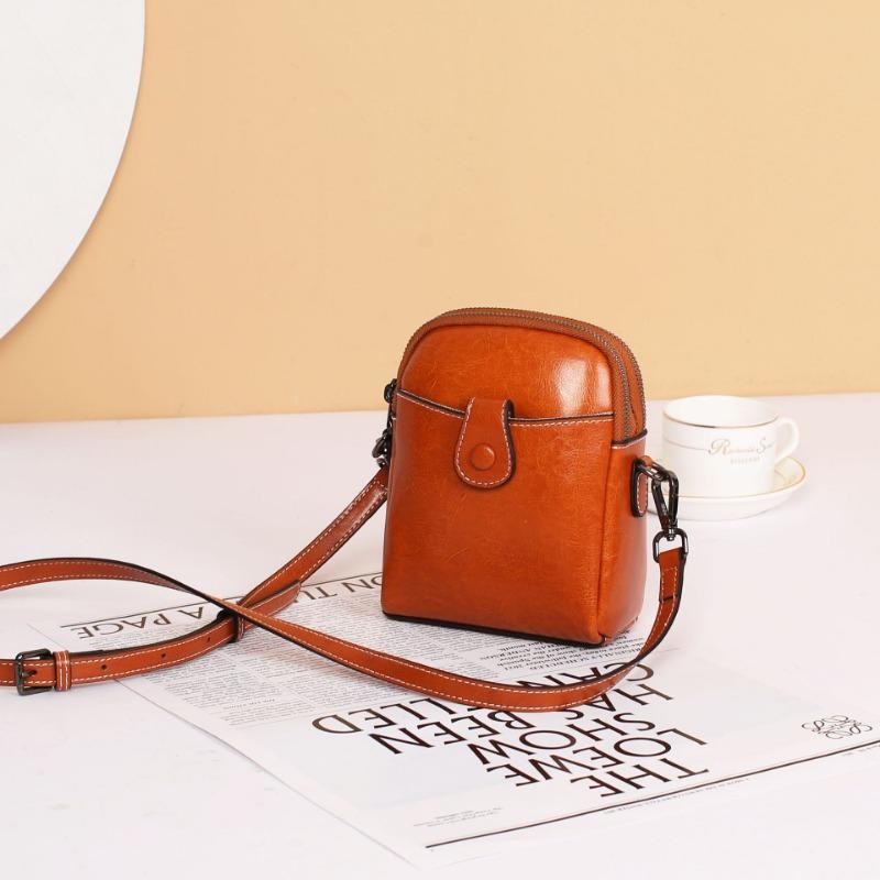 Genuine Leather Women's Bag All-in-one Fashion Solid Color All-in-one Casual Mobile Phone Bag Women's Chic Shoulder Straddle Bag
